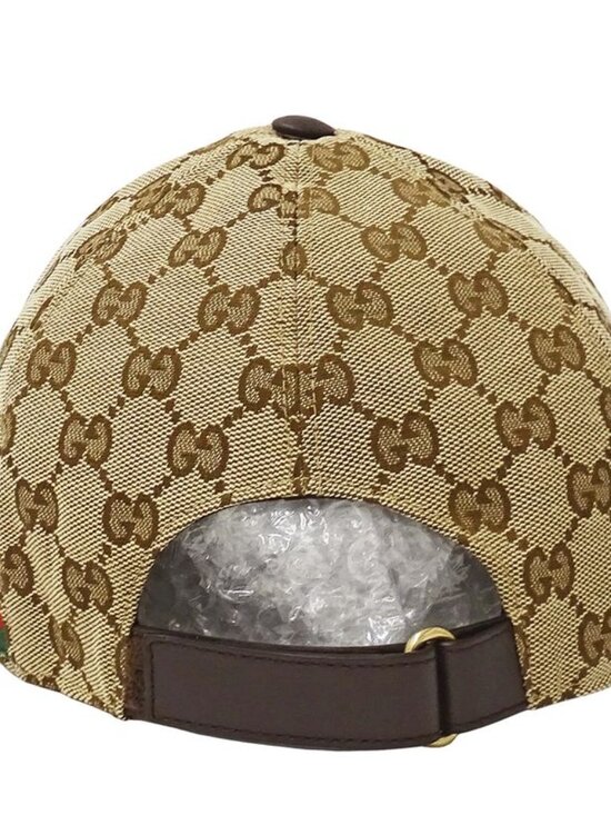 Gucci Cap Web Striped GG Canvas Baseball Beige Brown main image 4